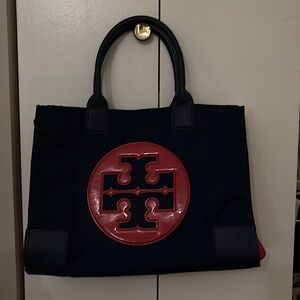 Tory Burch Red/Navy vinyl tote